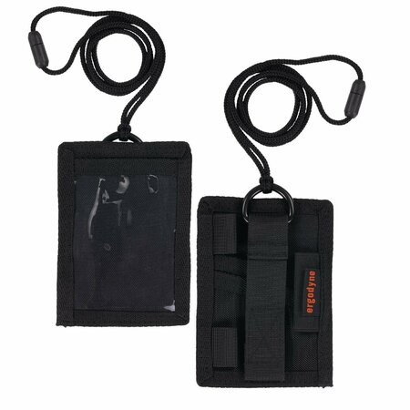 Ergodyne Squids 3389 Wallet ID/Badge Holder, Horizontal/Vertical, Black 3.75x5 for 2.75x3.5 Insert, 18 Cord 19964